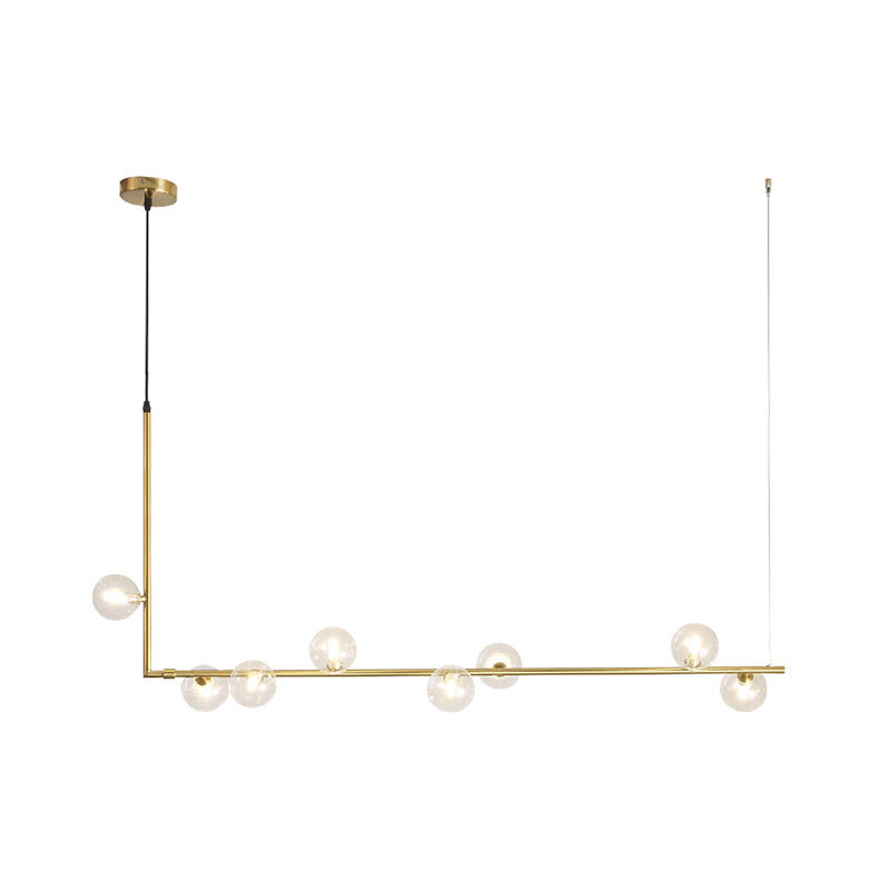 Contemporary Right Angle Linear Chandelier 6/8 Lights Glass Shade Island Light in Black/Gold Clearhalo 'Ceiling Lights' 'Island Lights' Lighting' 1886566