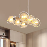 Cognac Bubble Shade Island Lighting 6/8/12 Lights Modern Glass Hanging Light Fixture for Dining Room Clearhalo 'Ceiling Lights' 'Glass shade' 'Glass' 'Island Lights' Lighting' 1886609