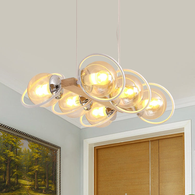 Cognac Bubble Shade Island Lighting 6/8/12 Lights Modern Glass Hanging Light Fixture for Dining Room Clearhalo 'Ceiling Lights' 'Glass shade' 'Glass' 'Island Lights' Lighting' 1886610