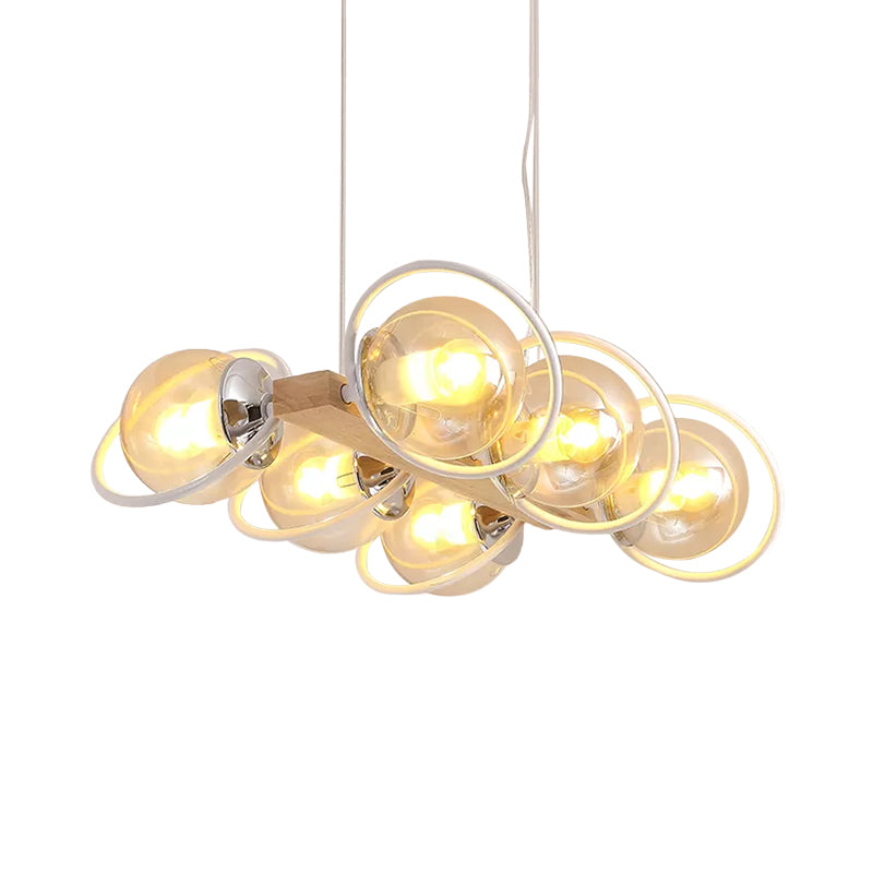 Cognac Bubble Shade Island Lighting 6/8/12 Lights Modern Glass Hanging Light Fixture for Dining Room Clearhalo 'Ceiling Lights' 'Glass shade' 'Glass' 'Island Lights' Lighting' 1886611