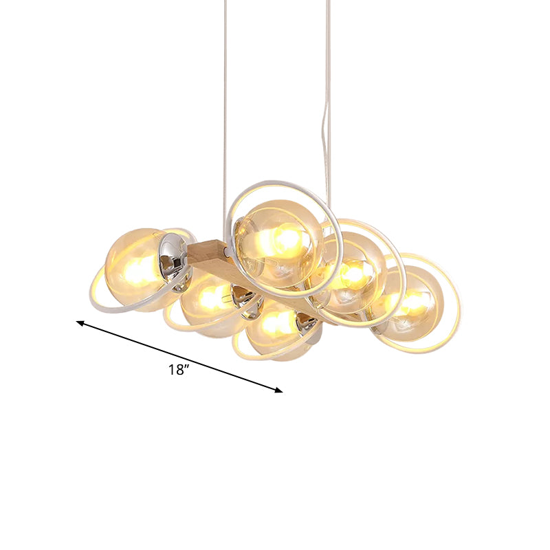 Cognac Bubble Shade Island Lighting 6/8/12 Lights Modern Glass Hanging Light Fixture for Dining Room Clearhalo 'Ceiling Lights' 'Glass shade' 'Glass' 'Island Lights' Lighting' 1886612