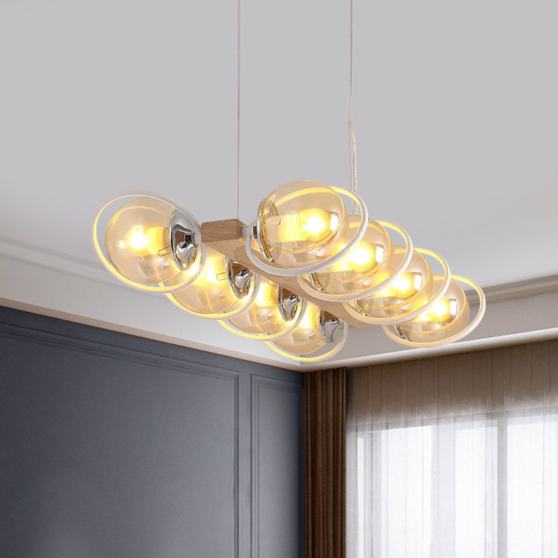 Cognac Bubble Shade Island Lighting 6/8/12 Lights Modern Glass Hanging Light Fixture for Dining Room Clearhalo 'Ceiling Lights' 'Glass shade' 'Glass' 'Island Lights' Lighting' 1886614