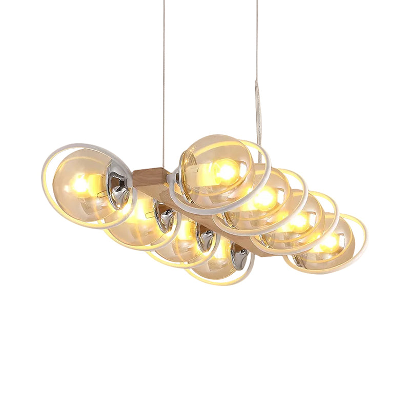 Cognac Bubble Shade Island Lighting 6/8/12 Lights Modern Glass Hanging Light Fixture for Dining Room Clearhalo 'Ceiling Lights' 'Glass shade' 'Glass' 'Island Lights' Lighting' 1886616