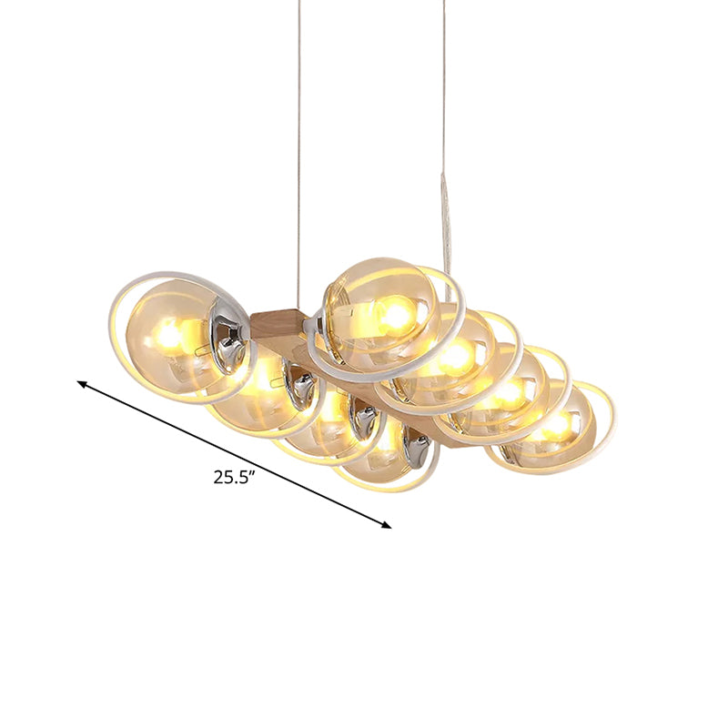 Cognac Bubble Shade Island Lighting 6/8/12 Lights Modern Glass Hanging Light Fixture for Dining Room Clearhalo 'Ceiling Lights' 'Glass shade' 'Glass' 'Island Lights' Lighting' 1886617