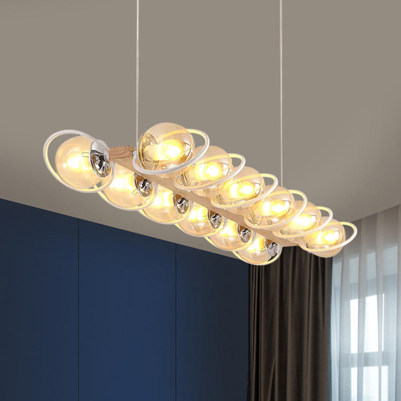 Cognac Bubble Shade Island Lighting 6/8/12 Lights Modern Glass Hanging Light Fixture for Dining Room Clearhalo 'Ceiling Lights' 'Glass shade' 'Glass' 'Island Lights' Lighting' 1886619