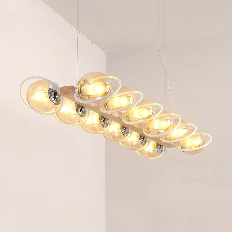 Cognac Bubble Shade Island Lighting 6/8/12 Lights Modern Glass Hanging Light Fixture for Dining Room Clearhalo 'Ceiling Lights' 'Glass shade' 'Glass' 'Island Lights' Lighting' 1886620
