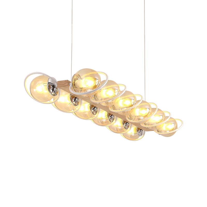 Cognac Bubble Shade Island Lighting 6/8/12 Lights Modern Glass Hanging Light Fixture for Dining Room Clearhalo 'Ceiling Lights' 'Glass shade' 'Glass' 'Island Lights' Lighting' 1886621