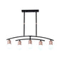 Simple Style Bare Bulb Linear Chandelier Metal 5/7 Lights Black/White Finish Island Light Clearhalo 'Ceiling Lights' 'Glass shade' 'Glass' 'Island Lights' Lighting' 1886626