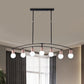 Simple Style Bare Bulb Linear Chandelier Metal 5/7 Lights Black/White Finish Island Light Clearhalo 'Ceiling Lights' 'Glass shade' 'Glass' 'Island Lights' Lighting' 1886629