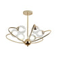 Gold Curved Arm Hanging Pendant Light 6/8/10 Heads Glass Shade Ceiling Chandelier Clearhalo 'Ceiling Lights' 'Chandeliers' 'Modern Chandeliers' 'Modern' Lighting' 1886673