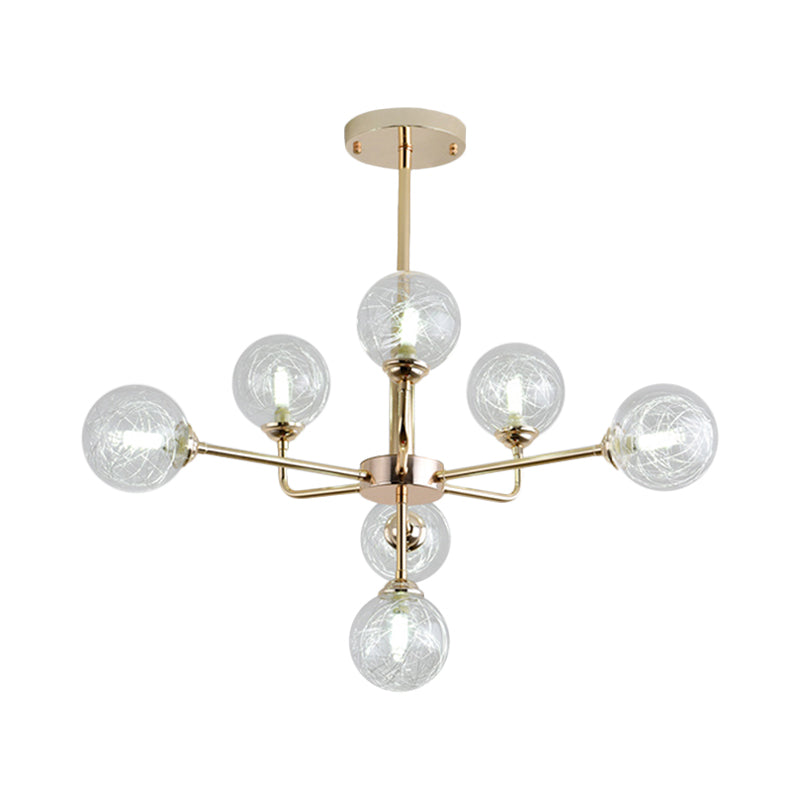 Post Modern Orb Chandelier 7/9/13 Lights Glass Shade Hanging Lamp in Gold Finish Clearhalo 'Ceiling Lights' 'Chandeliers' 'Modern Chandeliers' 'Modern' Lighting' 1886679