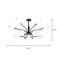Frosted Glass Branch Chandelier Living Room Multi Light Wrought Iron Ceiling Lamp in Black Clearhalo 'Ceiling Lights' 'Chandeliers' 'Modern Chandeliers' 'Modern' Lighting' 1886715