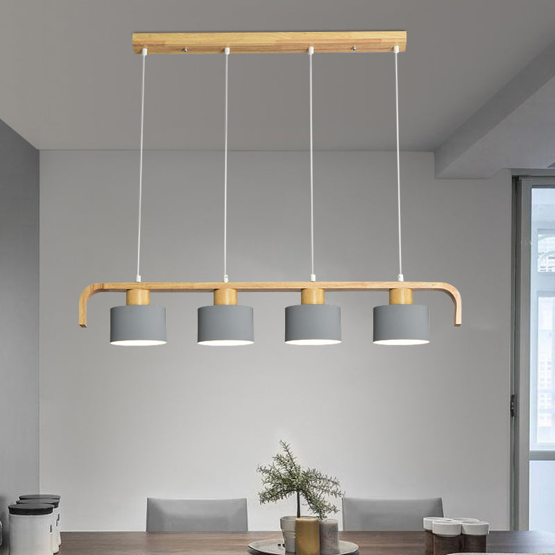 Metal Drum Shade Island Light 3/4 Heads Nordic Simple Chandelier Light for Dining Room Kitchen Clearhalo 'Ceiling Lights' 'Island Lights' Lighting' 1886733
