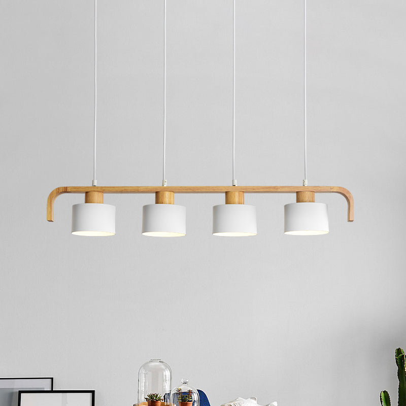 Metal Drum Shade Island Light 3/4 Heads Nordic Simple Chandelier Light for Dining Room Kitchen 4 White Clearhalo 'Ceiling Lights' 'Island Lights' Lighting' 1886736
