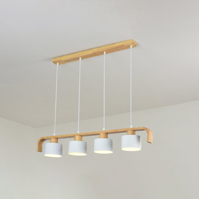Metal Drum Shade Island Light 3/4 Heads Nordic Simple Chandelier Light for Dining Room Kitchen Clearhalo 'Ceiling Lights' 'Island Lights' Lighting' 1886737
