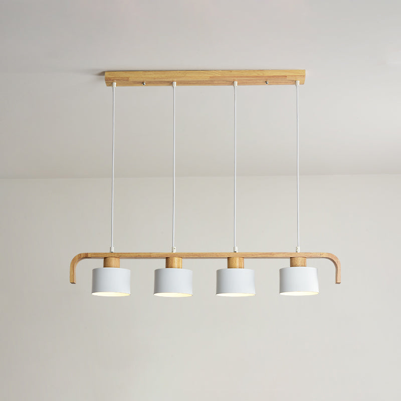 Metal Drum Shade Island Light 3/4 Heads Nordic Simple Chandelier Light for Dining Room Kitchen Clearhalo 'Ceiling Lights' 'Island Lights' Lighting' 1886738