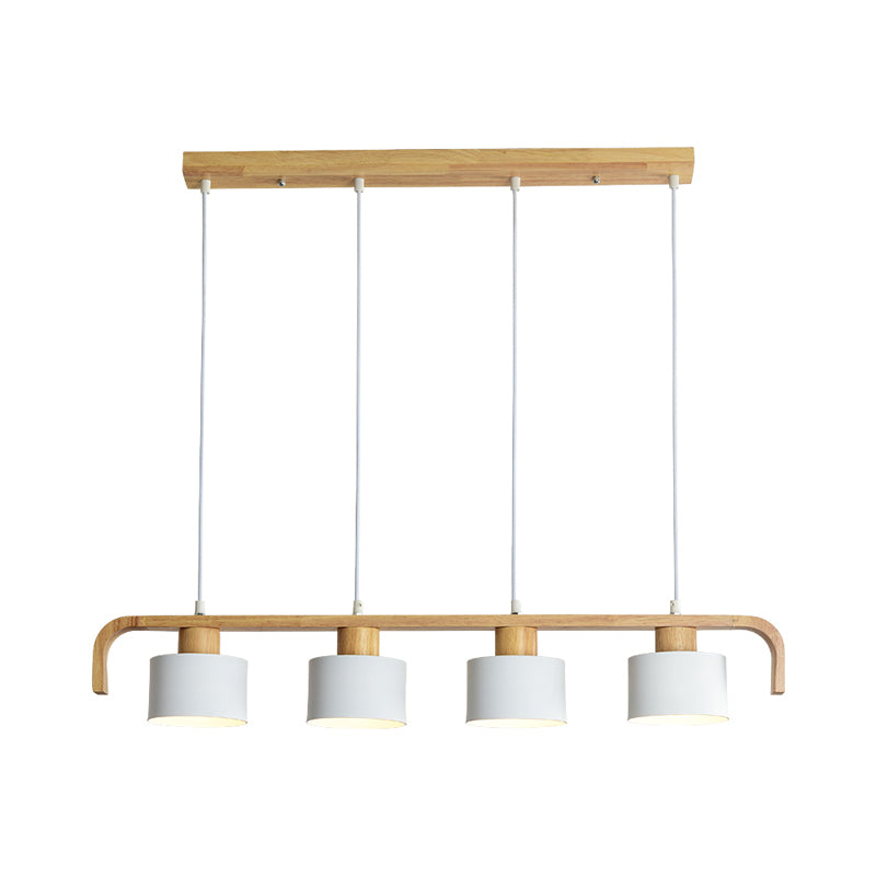 Metal Drum Shade Island Light 3/4 Heads Nordic Simple Chandelier Light for Dining Room Kitchen Clearhalo 'Ceiling Lights' 'Island Lights' Lighting' 1886739