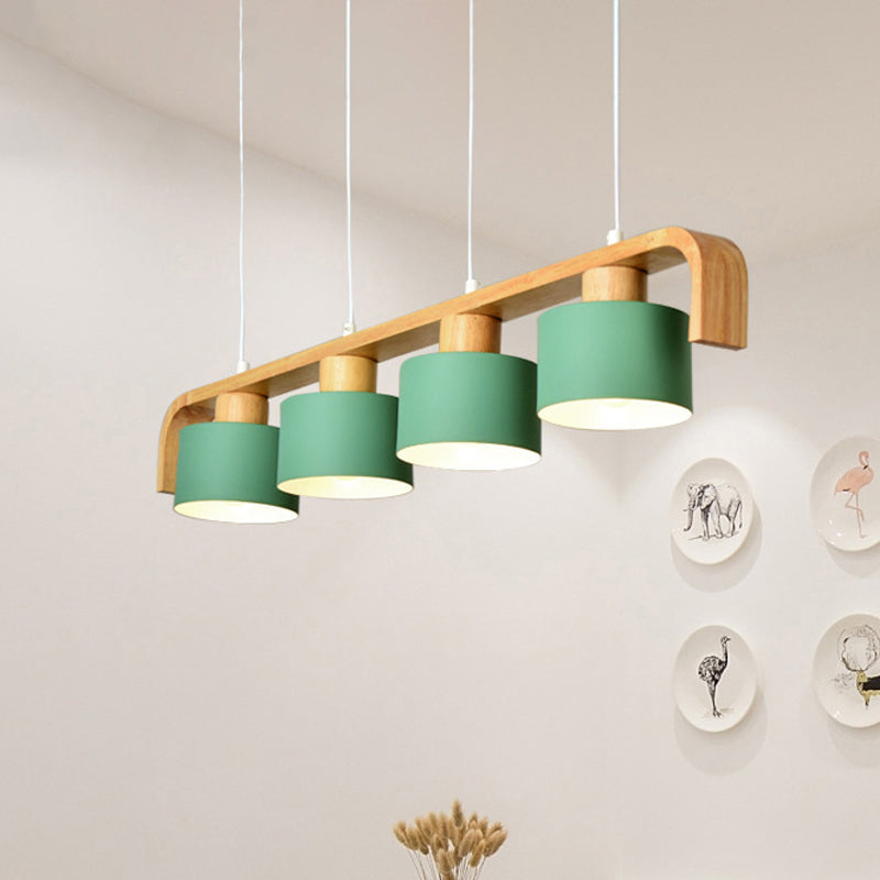Metal Drum Shade Island Light 3/4 Heads Nordic Simple Chandelier Light for Dining Room Kitchen Clearhalo 'Ceiling Lights' 'Island Lights' Lighting' 1886741