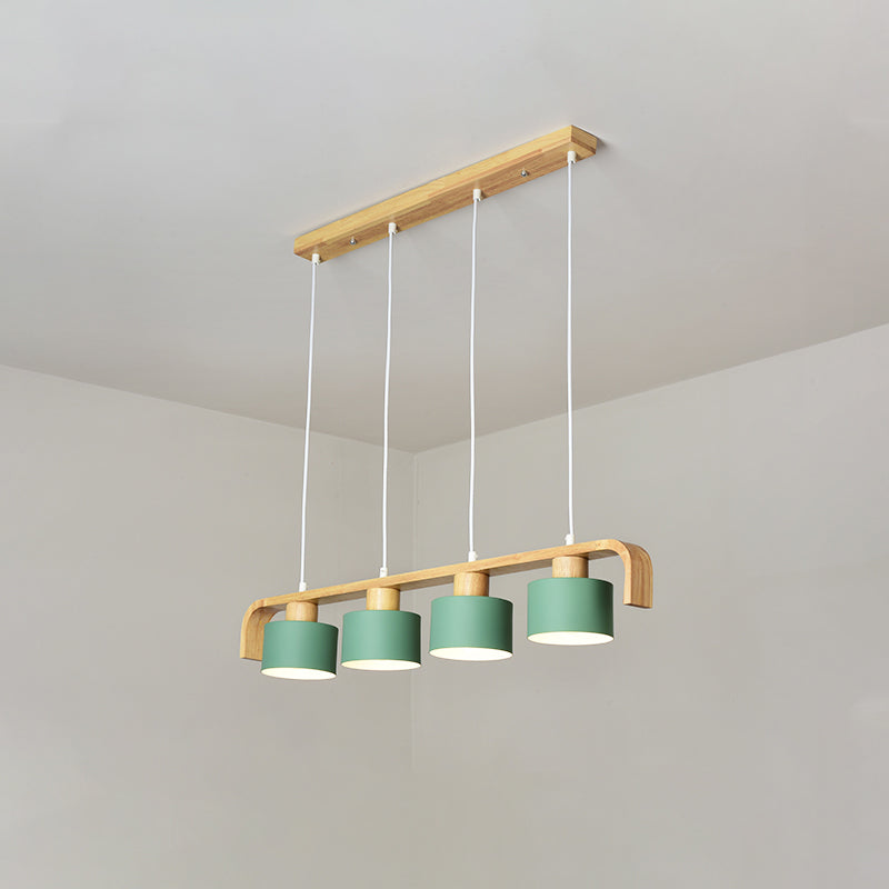 Metal Drum Shade Island Light 3/4 Heads Nordic Simple Chandelier Light for Dining Room Kitchen Clearhalo 'Ceiling Lights' 'Island Lights' Lighting' 1886742