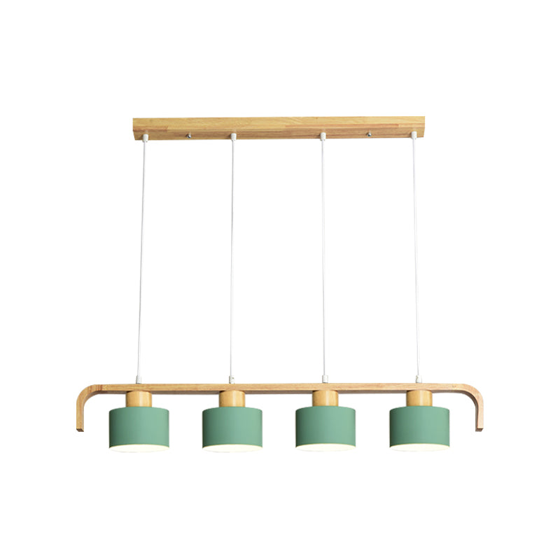 Metal Drum Shade Island Light 3/4 Heads Nordic Simple Chandelier Light for Dining Room Kitchen Clearhalo 'Ceiling Lights' 'Island Lights' Lighting' 1886743