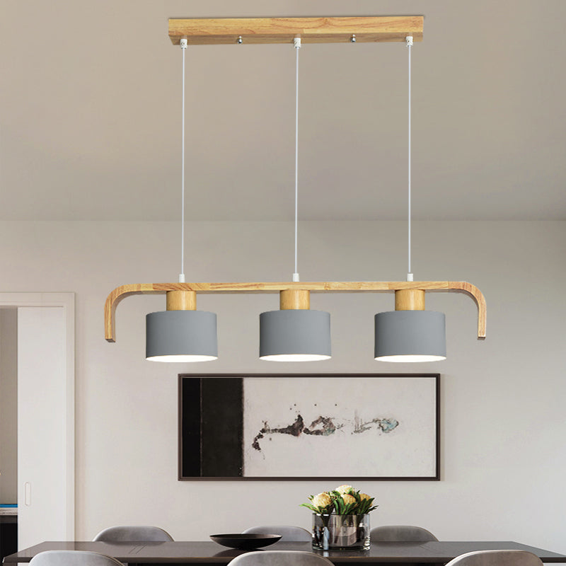 Metal Drum Shade Island Light 3/4 Heads Nordic Simple Chandelier Light for Dining Room Kitchen Clearhalo 'Ceiling Lights' 'Island Lights' Lighting' 1886745