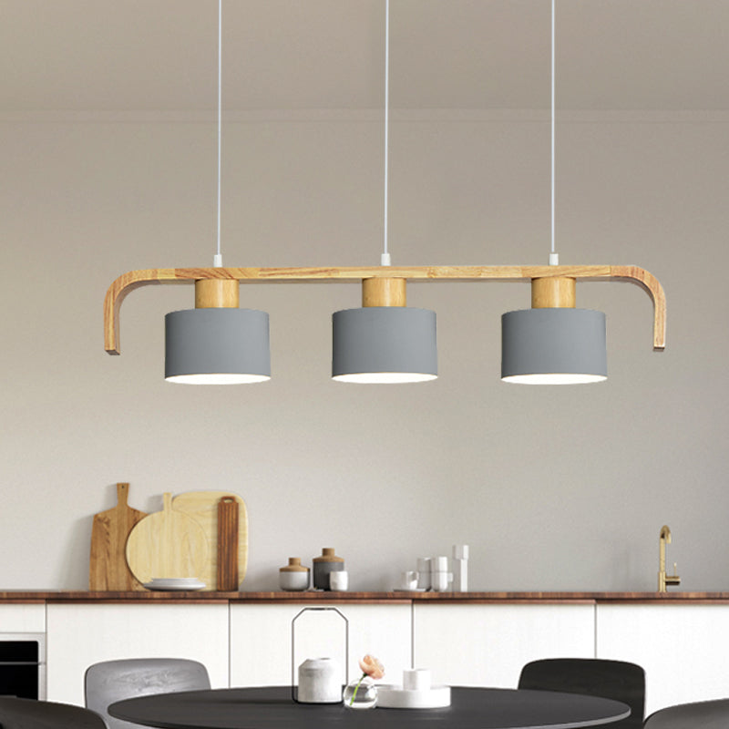 Metal Drum Shade Island Light 3/4 Heads Nordic Simple Chandelier Light for Dining Room Kitchen Clearhalo 'Ceiling Lights' 'Island Lights' Lighting' 1886746