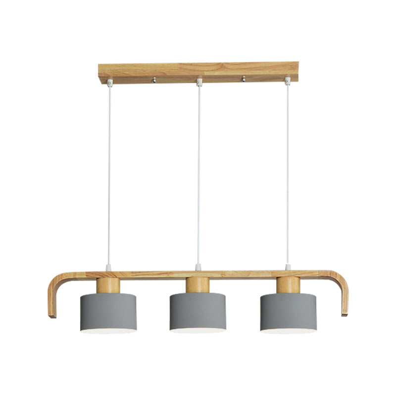 Metal Drum Shade Island Light 3/4 Heads Nordic Simple Chandelier Light for Dining Room Kitchen Clearhalo 'Ceiling Lights' 'Island Lights' Lighting' 1886747