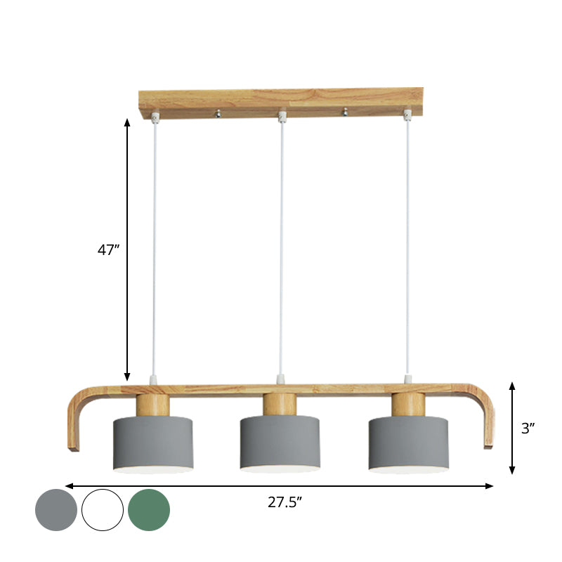 Metal Drum Shade Island Light 3/4 Heads Nordic Simple Chandelier Light for Dining Room Kitchen Clearhalo 'Ceiling Lights' 'Island Lights' Lighting' 1886748