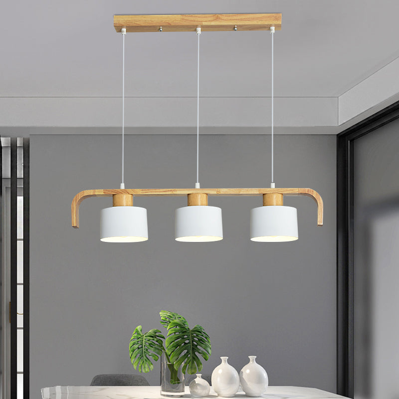 Metal Drum Shade Island Light 3/4 Heads Nordic Simple Chandelier Light for Dining Room Kitchen Clearhalo 'Ceiling Lights' 'Island Lights' Lighting' 1886750