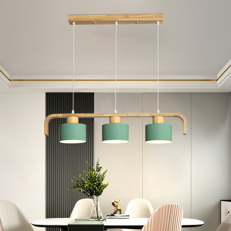 Metal Drum Shade Island Light 3/4 Heads Nordic Simple Chandelier Light for Dining Room Kitchen Clearhalo 'Ceiling Lights' 'Island Lights' Lighting' 1886754