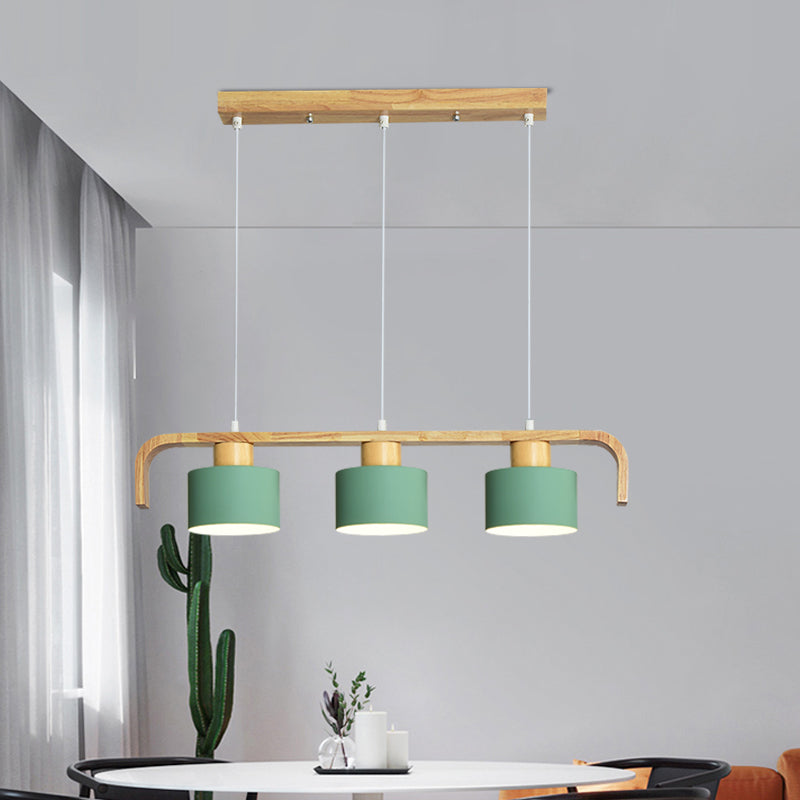 Metal Drum Shade Island Light 3/4 Heads Nordic Simple Chandelier Light for Dining Room Kitchen Clearhalo 'Ceiling Lights' 'Island Lights' Lighting' 1886755