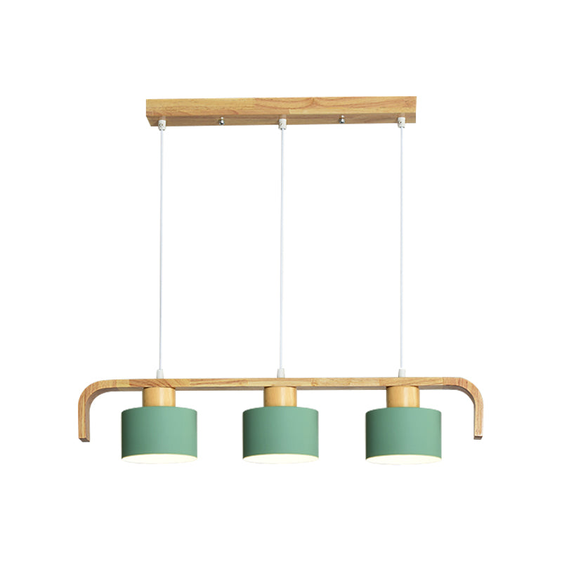 Metal Drum Shade Island Light 3/4 Heads Nordic Simple Chandelier Light for Dining Room Kitchen Clearhalo 'Ceiling Lights' 'Island Lights' Lighting' 1886756