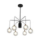 Black Spider Chandelier Light 6/8-Bulb Contemporary Glass Shade Hanging Lighting Clearhalo 'Ceiling Lights' 'Chandeliers' 'Modern Chandeliers' 'Modern' Lighting' 1886760