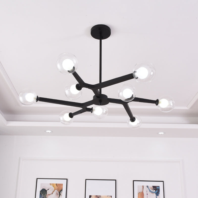 Glass Bubble Ceiling Chandelier 5/9 Light Simple Style Luminaire Lighting in Black/Gold Clearhalo 'Ceiling Lights' 'Chandeliers' 'Modern Chandeliers' 'Modern' Lighting' 1886786