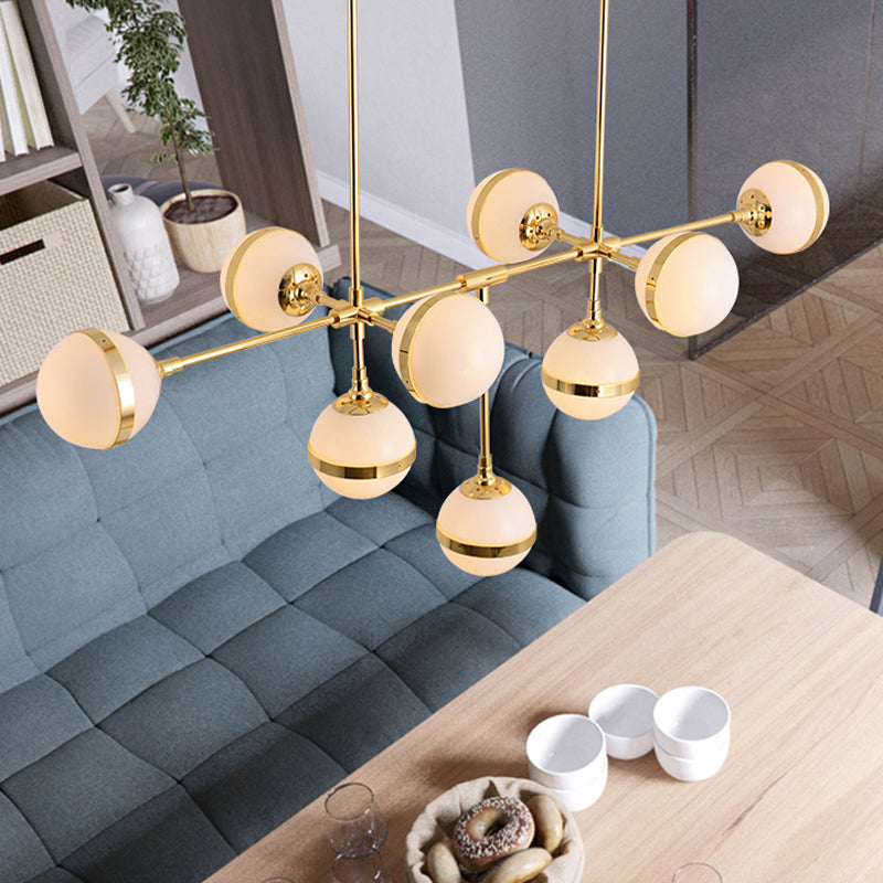 Gold/Silver Finish Orb Chandelier 9 Heads Post Modern Glass Shade Island Lighting for Restaurant Hotel Clearhalo 'Ceiling Lights' 'Island Lights' Lighting' 1886818