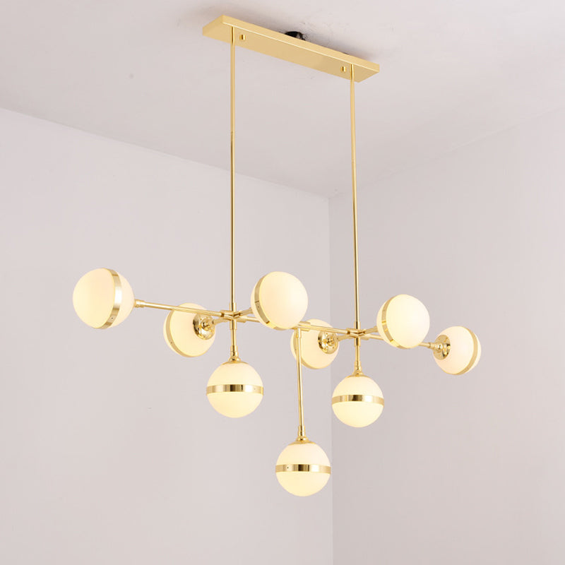 Gold/Silver Finish Orb Chandelier 9 Heads Post Modern Glass Shade Island Lighting for Restaurant Hotel Clearhalo 'Ceiling Lights' 'Island Lights' Lighting' 1886819