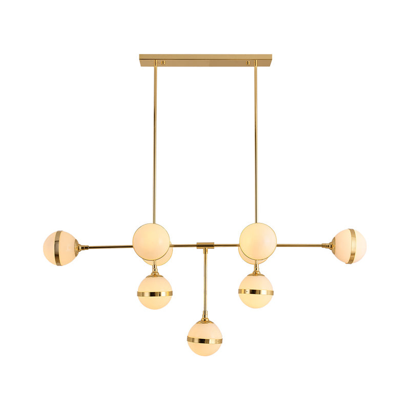 Gold/Silver Finish Orb Chandelier 9 Heads Post Modern Glass Shade Island Lighting for Restaurant Hotel Clearhalo 'Ceiling Lights' 'Island Lights' Lighting' 1886820