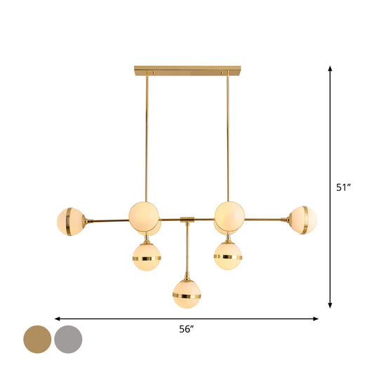 Gold/Silver Finish Orb Chandelier 9 Heads Post Modern Glass Shade Island Lighting for Restaurant Hotel Clearhalo 'Ceiling Lights' 'Island Lights' Lighting' 1886821