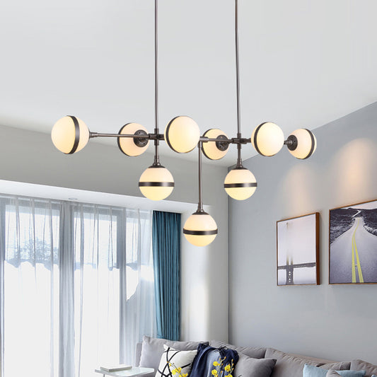 Gold/Silver Finish Orb Chandelier 9 Heads Post Modern Glass Shade Island Lighting for Restaurant Hotel Silver Clearhalo 'Ceiling Lights' 'Island Lights' Lighting' 1886822