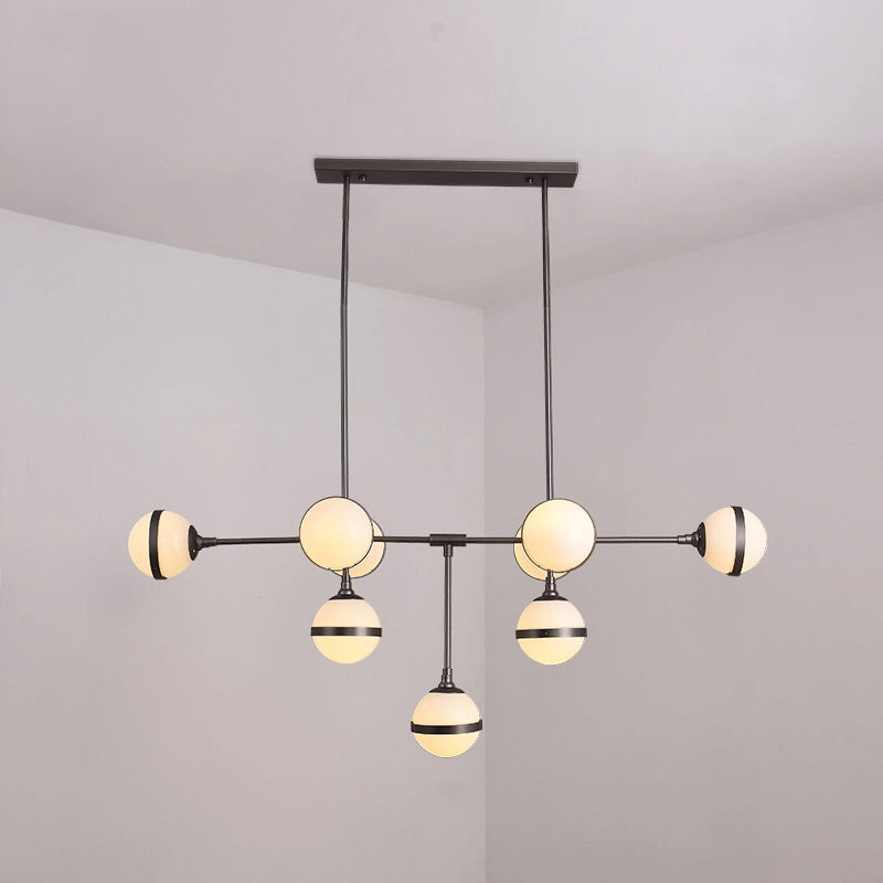 Gold/Silver Finish Orb Chandelier 9 Heads Post Modern Glass Shade Island Lighting for Restaurant Hotel Clearhalo 'Ceiling Lights' 'Island Lights' Lighting' 1886823