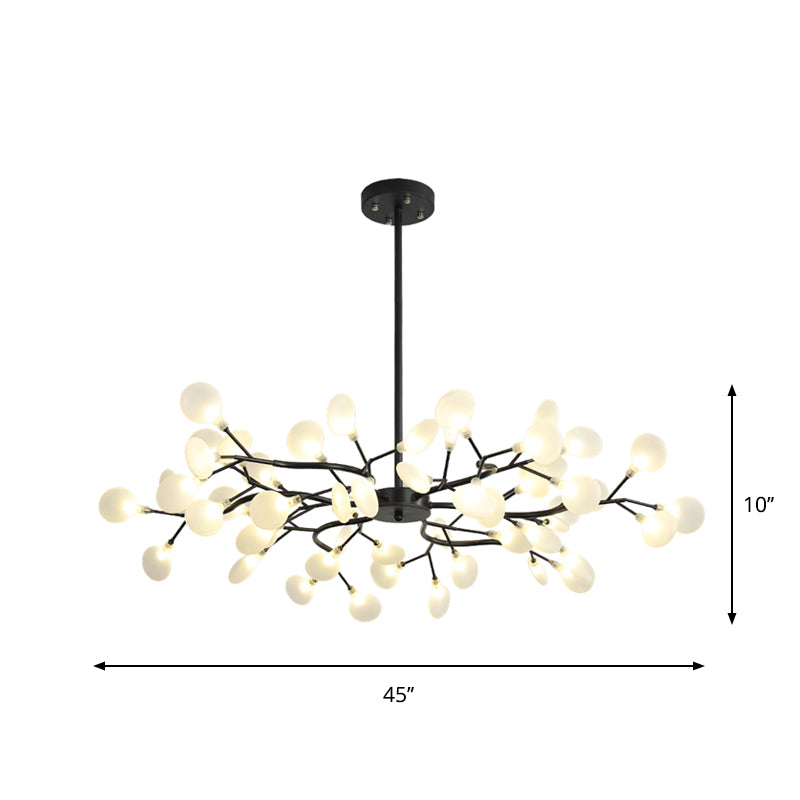 Frosted Shade Black Branch Chandelier Multi-Light Modern Metallic Suspended Light for Restaurant Clearhalo 'Ceiling Lights' 'Chandeliers' 'Modern Chandeliers' 'Modern' Lighting' 1886905