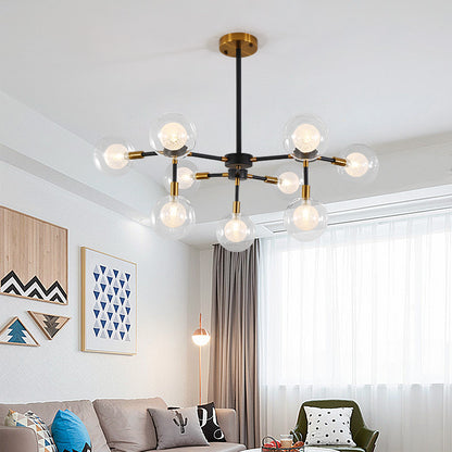 Metal Line Suspension Light with Clear Modo Modern Style Chandelier in Black for Dining Room 9 Black Clearhalo 'Ceiling Lights' 'Chandeliers' 'Modern Chandeliers' 'Modern' Lighting' 188693