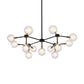 Metal Line Suspension Light with Clear Modo Modern Style Chandelier in Black for Dining Room Clearhalo 'Ceiling Lights' 'Chandeliers' 'Modern Chandeliers' 'Modern' Lighting' 188699