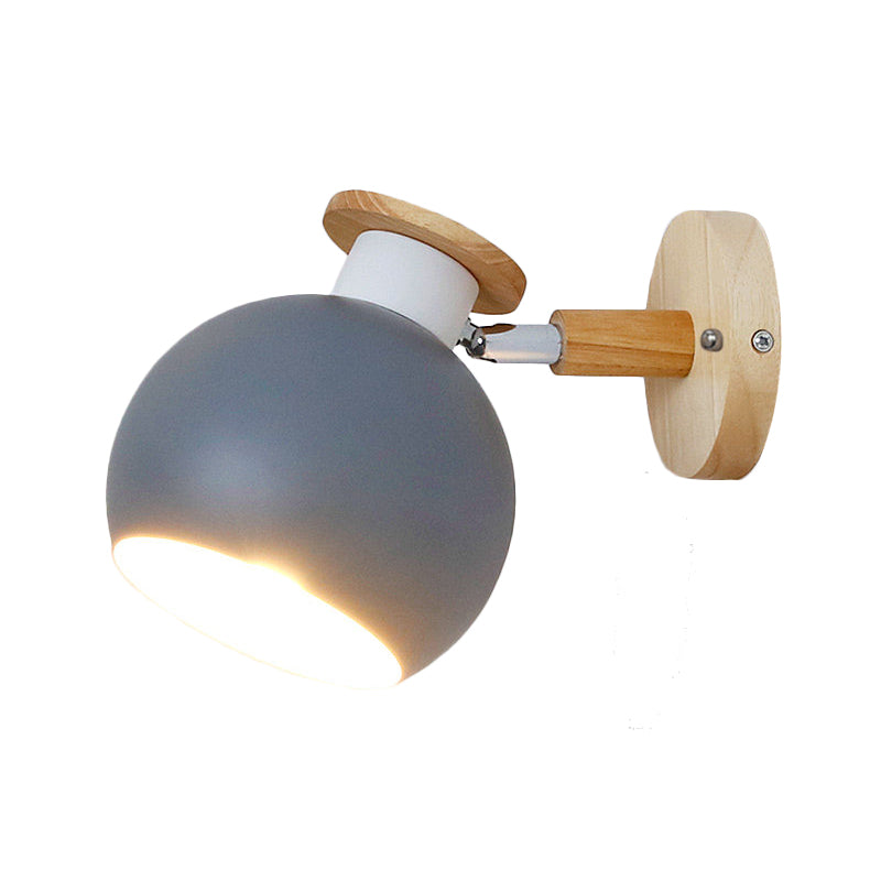 Rotatable Metal Spherical Sconce Light Kindergarten 1 Light Macaron Wall Lamp Clearhalo 'Wall Lamps & Sconces' 'Wall Lights' Lighting' 188727