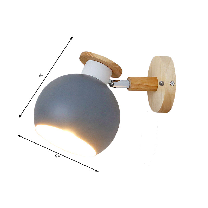 Rotatable Metal Spherical Sconce Light Kindergarten 1 Light Macaron Wall Lamp Clearhalo 'Wall Lamps & Sconces' 'Wall Lights' Lighting' 188728