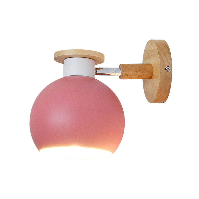 Rotatable Metal Spherical Sconce Light Kindergarten 1 Light Macaron Wall Lamp Clearhalo 'Wall Lamps & Sconces' 'Wall Lights' Lighting' 188730