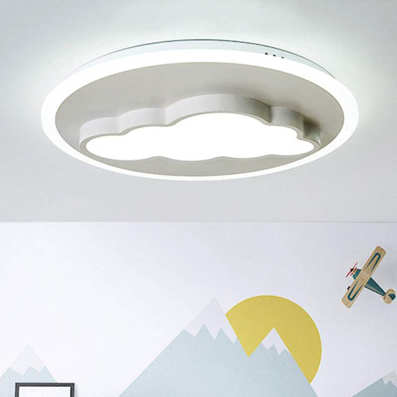 Big O Flush Mount Light with Cloud Modern Stylish Acrylic Ceiling Light in White for Kitchen - White - White - Clearhalo - 'Ceiling Lights' - 'Close To Ceiling Lights' - 'Close to ceiling' - 'Flush mount' - Lighting' - 188790