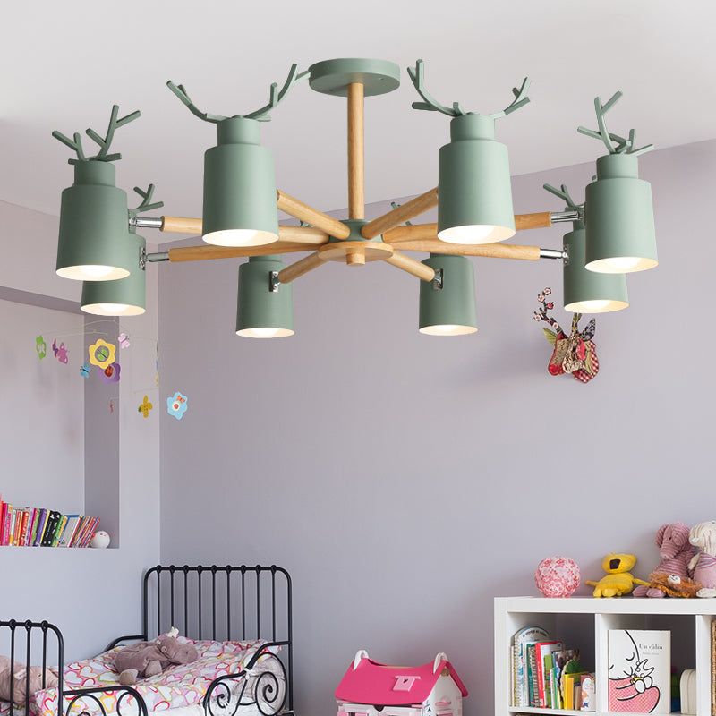 Deer Horn Shape Chandelier Eight Lights Rustic Stylish Metal Pendant Light for Living Room Clearhalo 'Ceiling Lights' 'Chandeliers' Lighting' options 188892