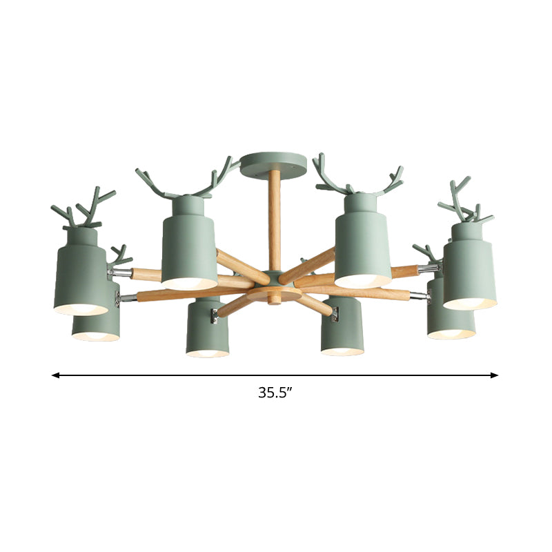 Deer Horn Shape Chandelier Eight Lights Rustic Stylish Metal Pendant Light for Living Room Clearhalo 'Ceiling Lights' 'Chandeliers' Lighting' options 188894