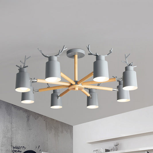 Deer Horn Shape Chandelier Eight Lights Rustic Stylish Metal Pendant Light for Living Room Clearhalo 'Ceiling Lights' 'Chandeliers' Lighting' options 188895